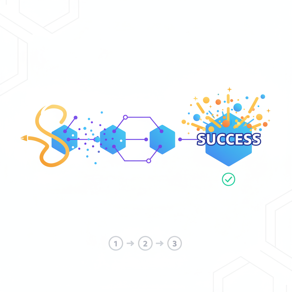 sign transaction animation, digital signature flowing across chains, success particles exploding